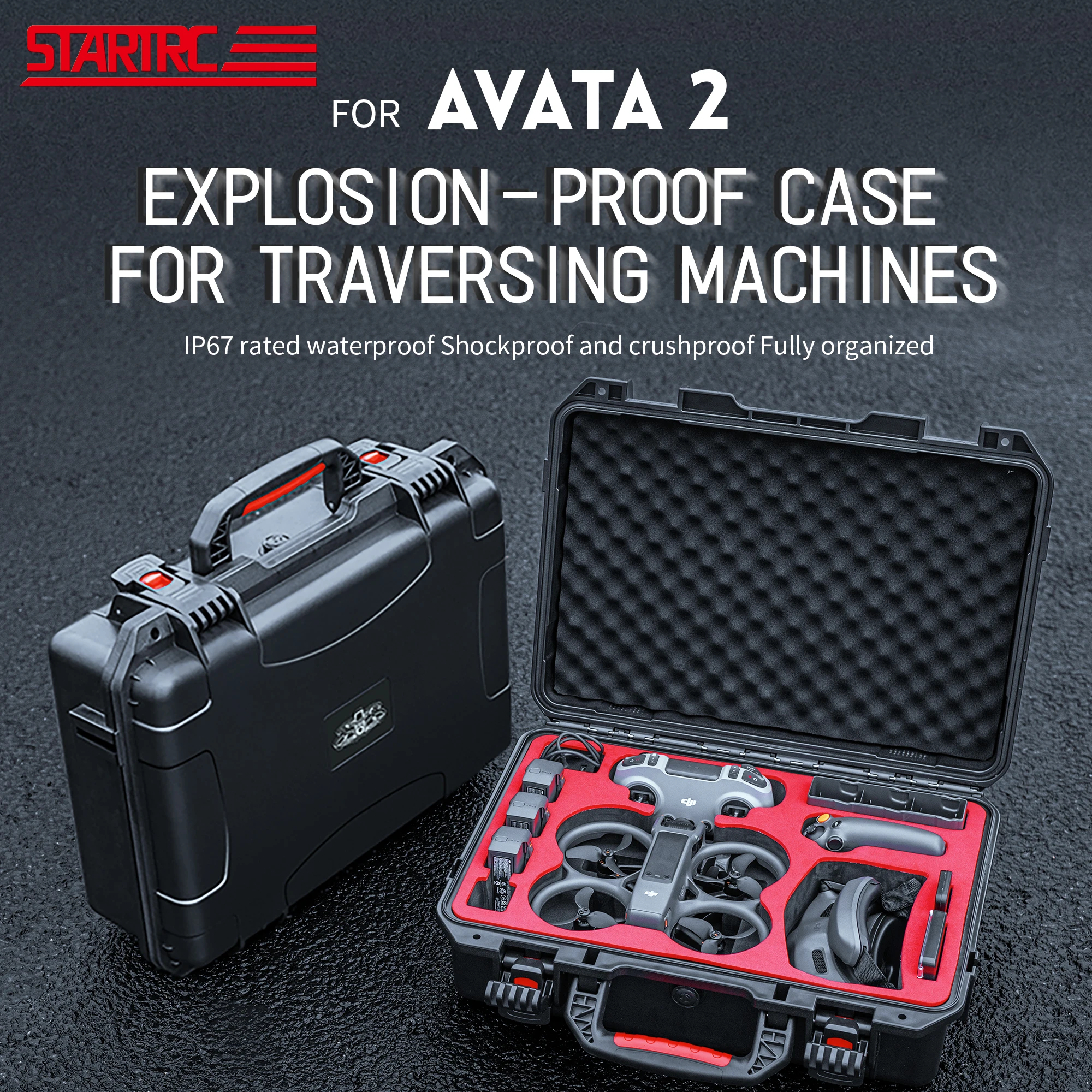 Avata 2 Case,Waterproof Carrying Hard Case for DJI Avata 2 Fly More Combo with Goggles 3(NOT for Goggles N3),FPV Remote Controller 3,Battery Charging Hub,FPV Drone Accessories