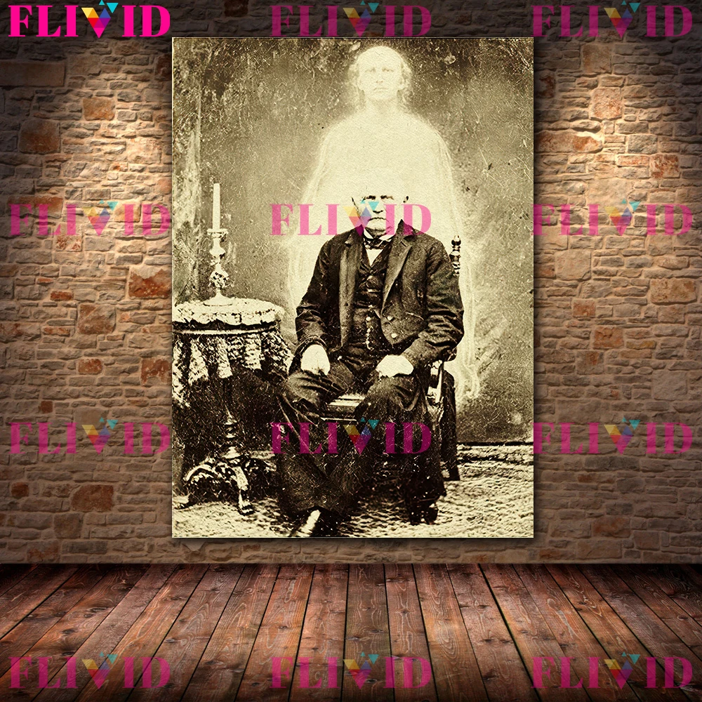 Victorian Spirit Photography Antique Wall Art Canvas Painting,19th Spiritualism,Where Ghostly Art Poster Print Home Decoration