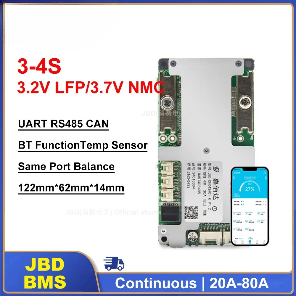 

Smart BMS 3S 4S 3,2 В 3,7 В Lifepo4 Lipo Защитная плата литиевой батареи UART Связь Bluetooth APP Монитор телефона 20A 30A