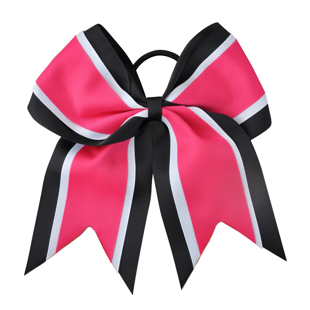 grosgrain bow tie hair Cheerleading Bows Elastic Hair Band Striped Patchwork Girls Bows Hair Accessories