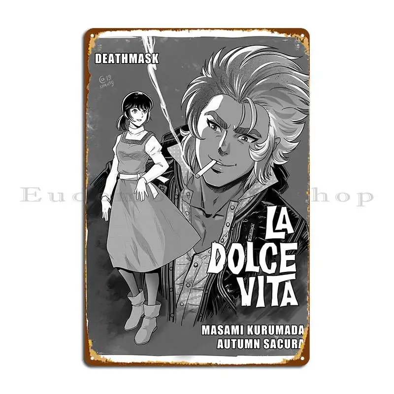 La Dolce Vita Poster Metal Sign Design Cinema Club Living Room Personalized Tin Sign Poster