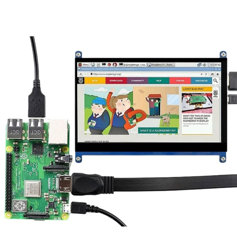 7-inch LCD display HDMI support compatible with multi-system capacitive touch screen 1024x600 resolution for Raspberry Pi