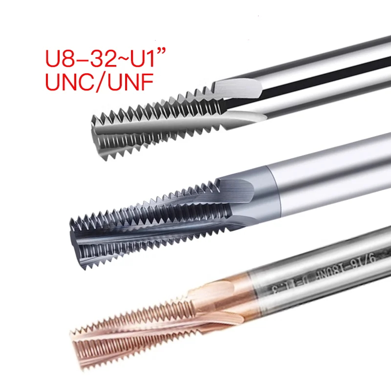 CNC 60 HRC Tungsten Steel American Full Flute Fine Thread Milling Cutter UNC UNF UNS8-32 1-72 3-56 10-32 8-36 3/4 5/16 1/2 9/16