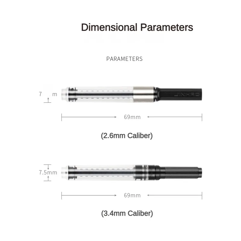 Imagem -05 - Jinhao-conversores de Tinta Caneta Tinteiro tipo Parafuso 3.4 mm 2.6 mm Caliber Absorção de Tinta para Escritório Material Escolar Papelaria 82 100 X159