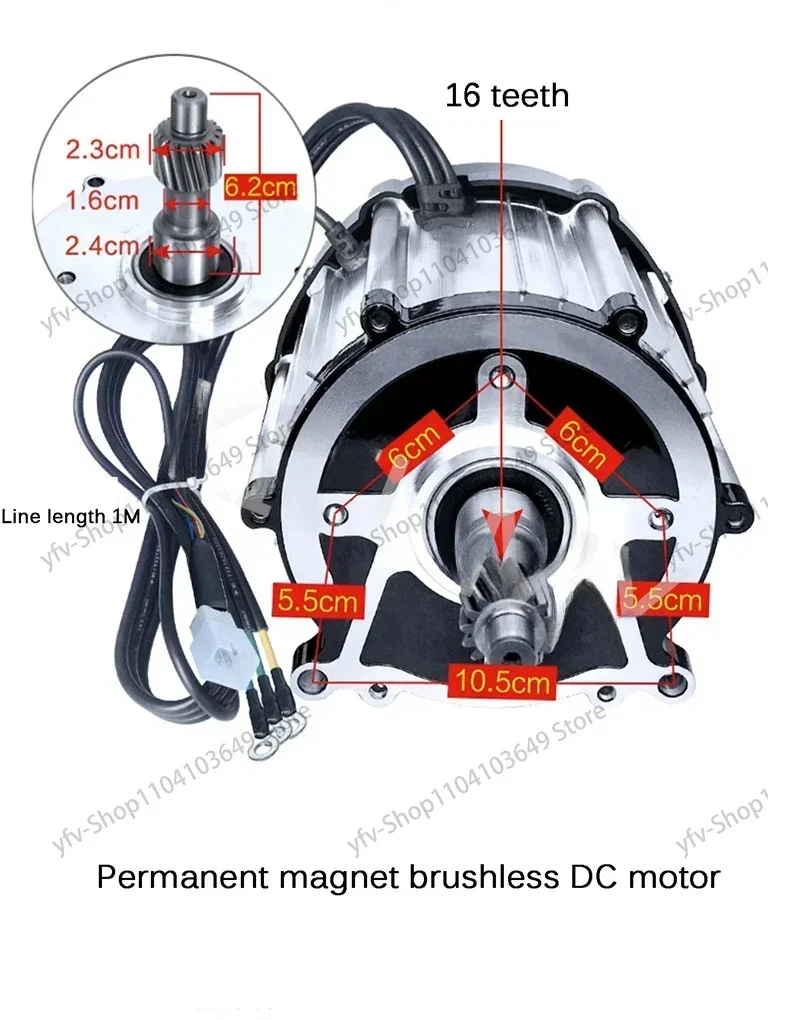 1500w 1800w Electric Tricycle 48v 60v 72v 3200rpm 3900rpm High Speed Brushless Differential Motor