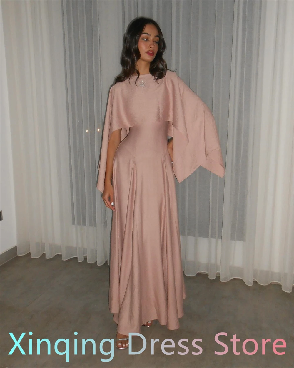Customized  Simple Jersey Evening Dress Classic O-Neck Sleeveless Homecoming Gowns Fashion Sweep Train Special Occasion