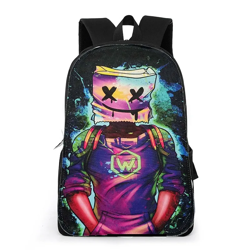 DJ marshmallow backpack, versatile electronic music marshmello school bag, high school student travel bag