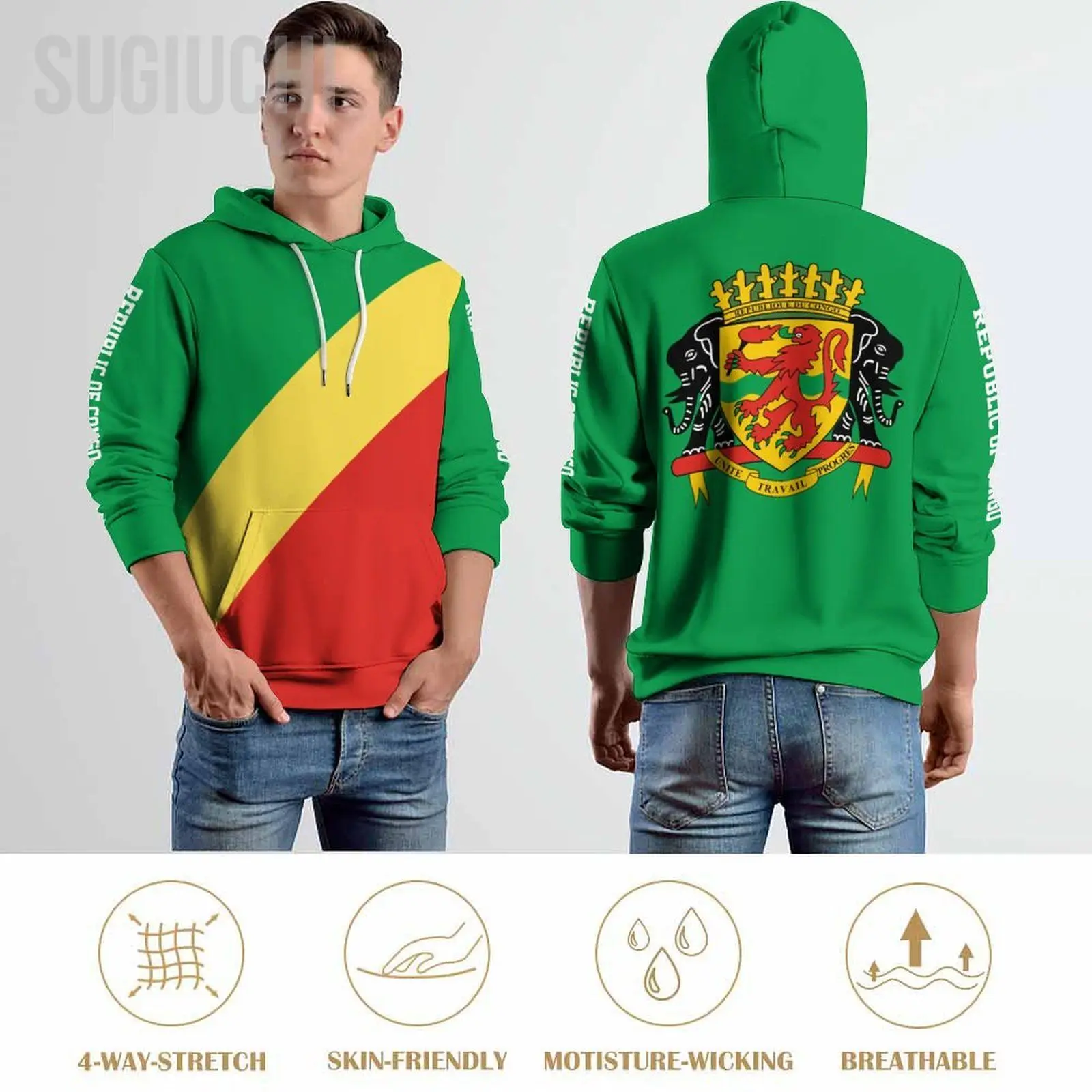 Unisex 3D Hoodie Republic of Congo Flag Men Women Polyester Harajuku Sweatshirt Pullover Hoodies Casual Cool