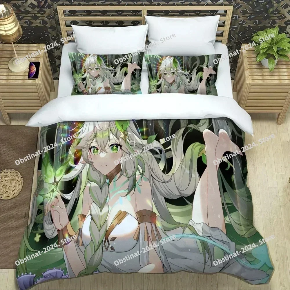 Anime Genshin Impact Bedding Set Printed single Comforter Quilt Bed Cover Duvet Cover Pillow Case 3 Pieces Sets Kids Adult Size