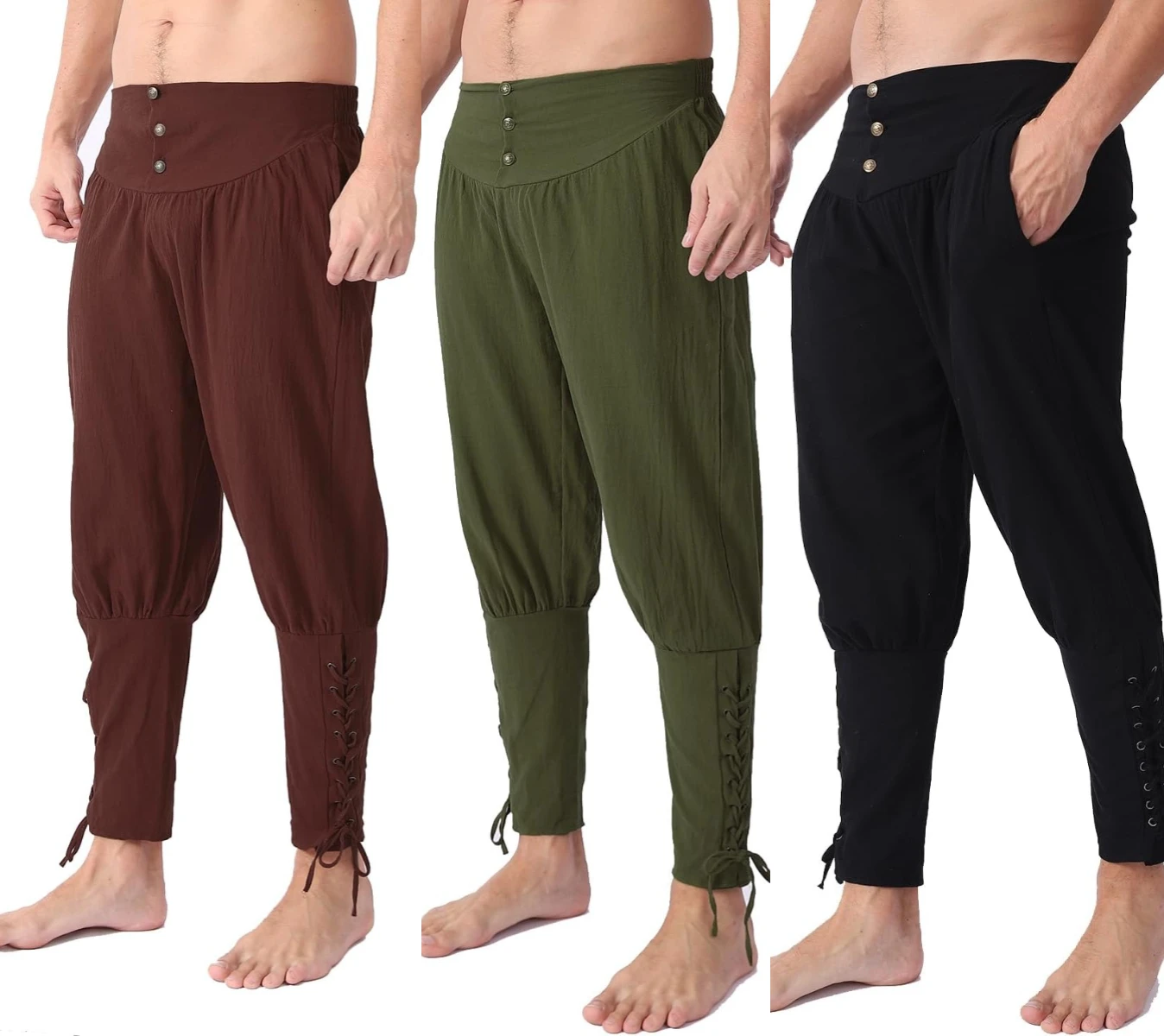

Men's Ankle Banded Pants Medieval Viking Navigator Pirate Costume Trousers Renaissance Gothic Pants