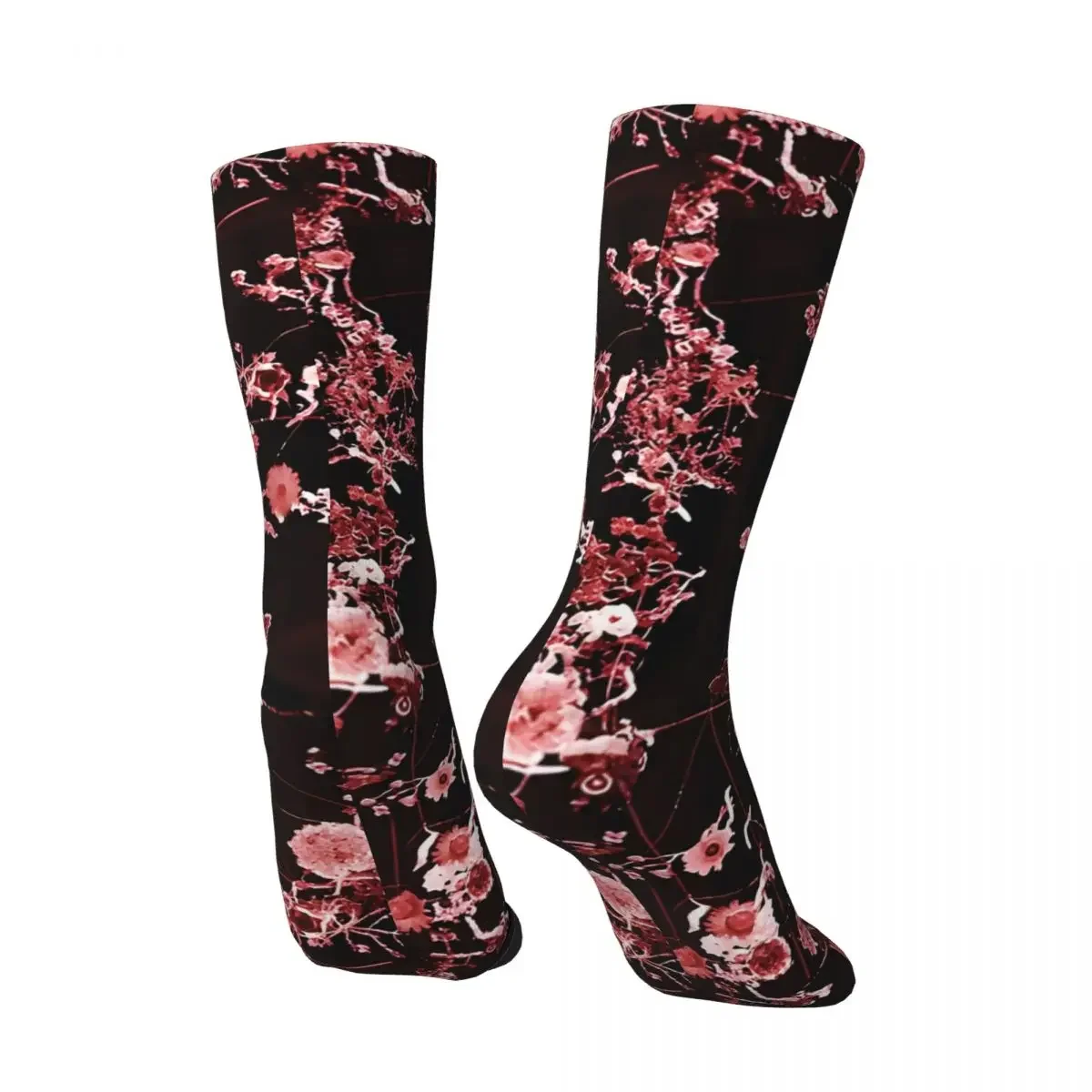 Chaussettes de Compression Rétro à Motif Floral Foncé pour Homme, Unisexe, Harajuku, Imprimé, Nouveauté