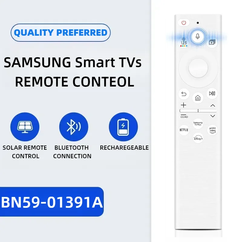 New BN59-01391A Solar Voice Rechargeable Remote Compatible with Samsung TVs 2021 2022 Neo LED Smart 4K Ultra HD TV