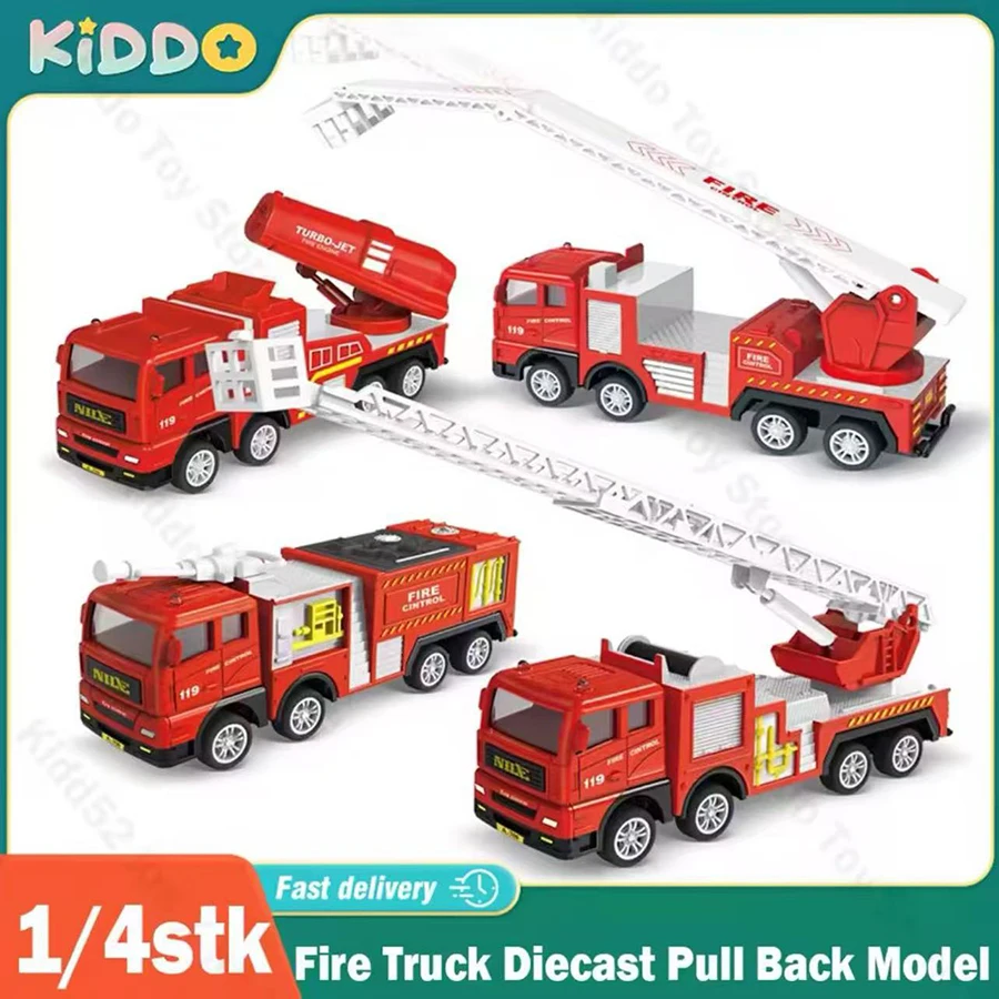 1pc-Alloy Fire Truck 1:32 Simulation Firefighting Diecast Rescue Vehicle Fire Ladder Engineering Car Model Kid Toy Birthday Gift