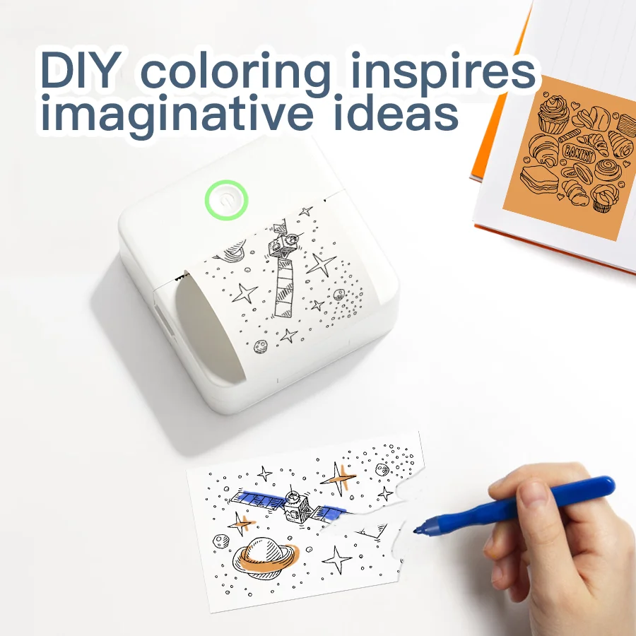 X6 Mini Drucker Aufkleber Papier Fehler Druckmaschine HD Fotodrucker Etikettendrucker für Journal Notizen Memo Kinderspielzeug Geburtstagsgeschenk