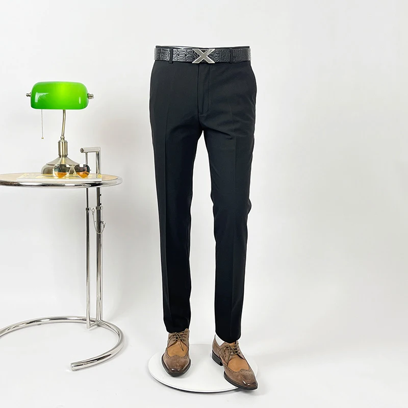 

Men's Black Dress Pants for Business, Slim-Fit Tuxedo Pants for Wedding, Wrinkle-Resistant Formal Tailored Trousers 36