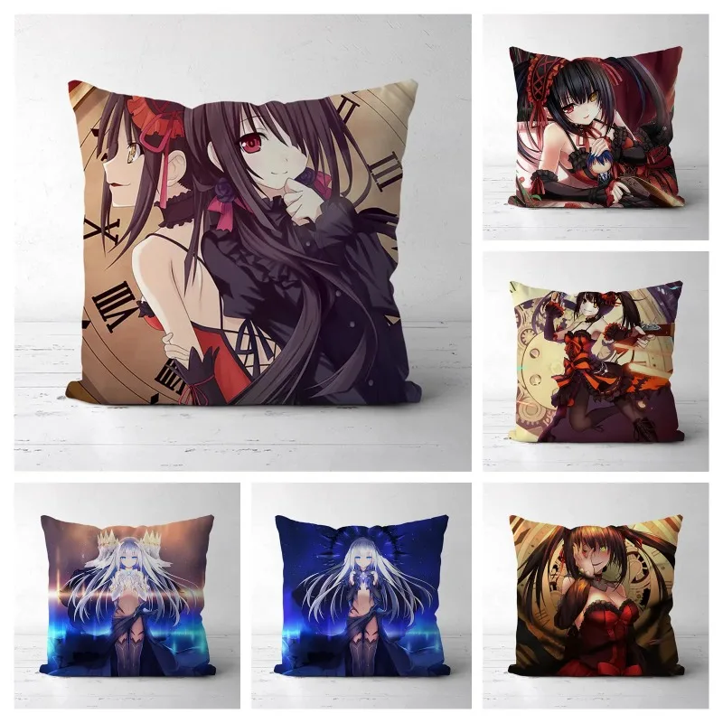 Date a Live Tokisaki Kurumi Tobiichi Origami Itsuka Kotori Anime Pillowcase Home Decor Cushion cover Gift Print