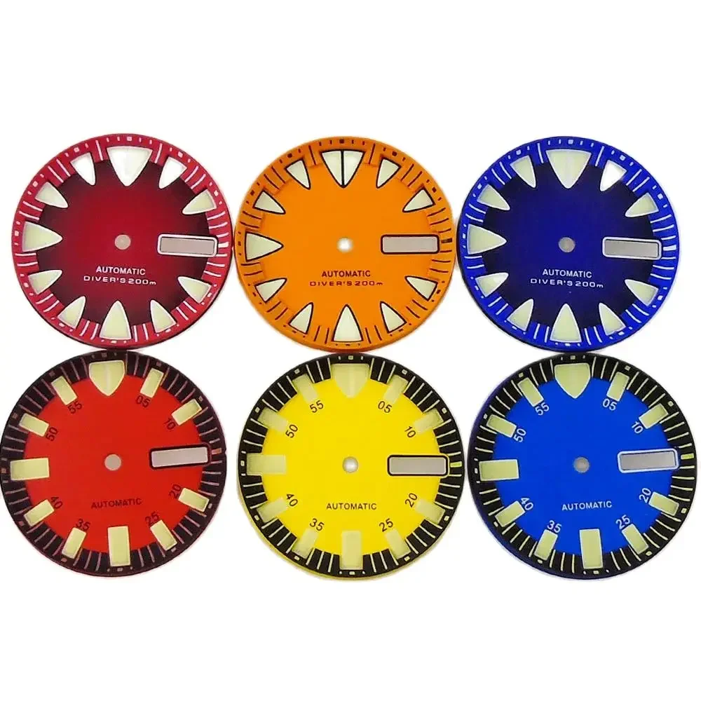 29mm Fit NH36 NH36A Automatic Movement Red/Blue/Yellow/Orange Watch Dial Monster Sterile Green Luminous Diving watch accessories