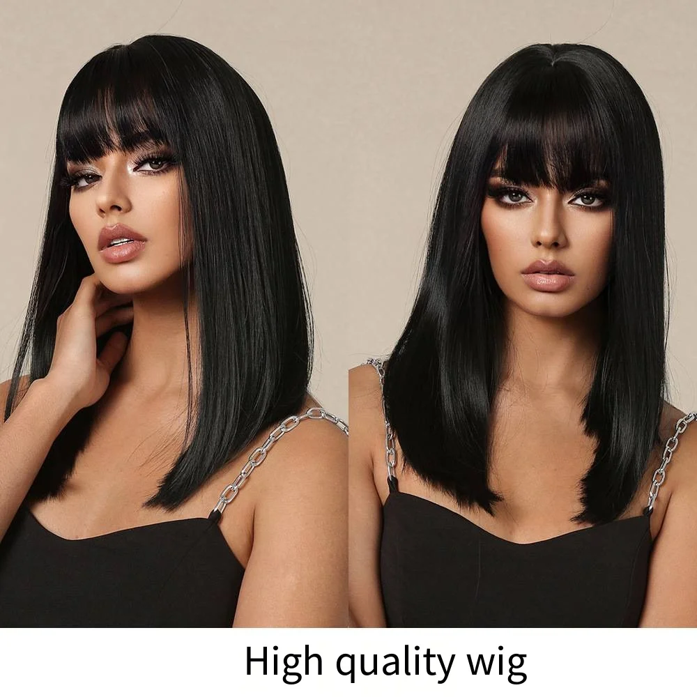 New synthetic synthetic fiber wig female short Korean collarbone hair black natural mechanism chemical fiber full head cover image 3