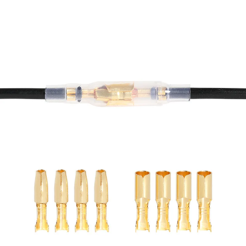 120pcs Docking terminal Female And Male Bullet Terminals Connector Golden Brass Wire Connector And Insulating Sleeves For Car