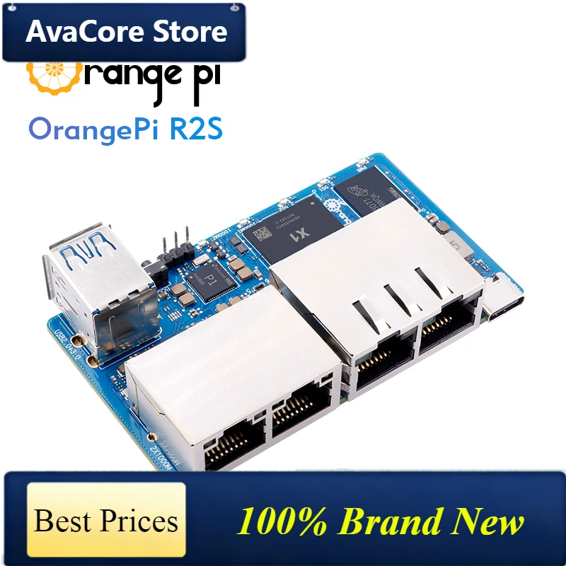 AvaCoreOrange Pi R2S 8GB RAM 8GB eMMC RISC-V Single Board Computer 2 TOPS NPU WiFi+BT5.0 Gigabit Ethernet M2 NVMe SSD Developmen