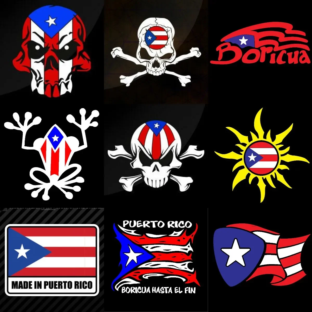 

Puerto Rico PR Flag Emblem Frog Creative PVC Waterproof Stickers for Decorate Car Bicycle Room Wall Van Helmet Camper Bumper