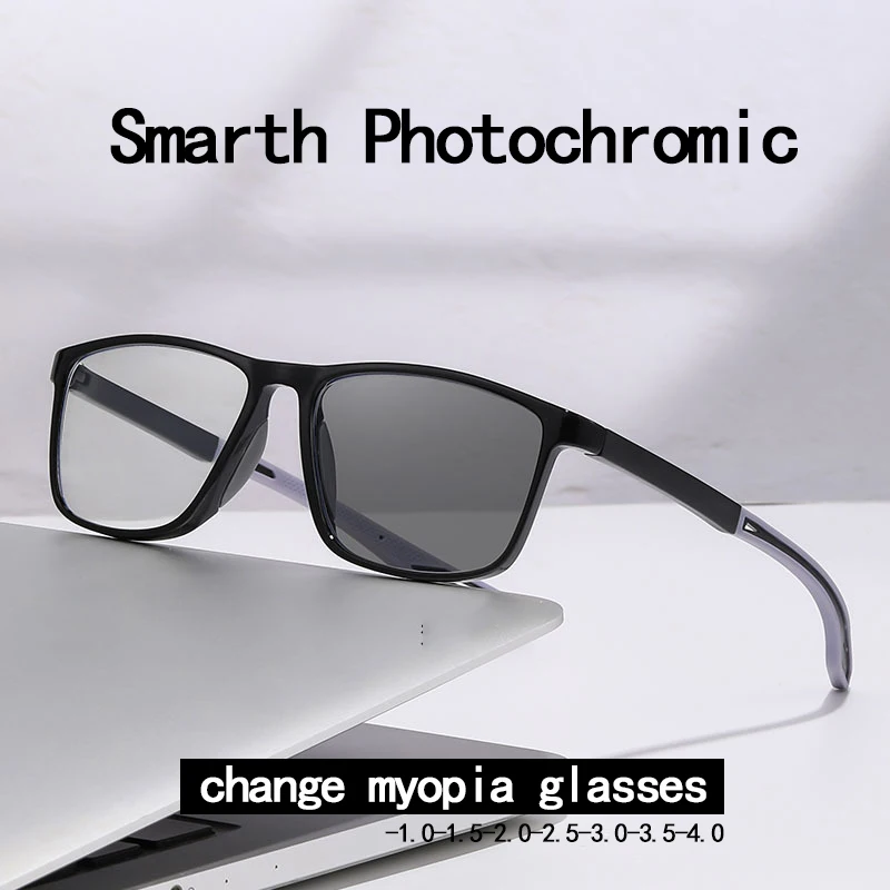 Anti-blue Light Myopia Glasses With Light-sensitive Color-changing Lenses, Suitable For Both Indoor And Outdoor Use.004