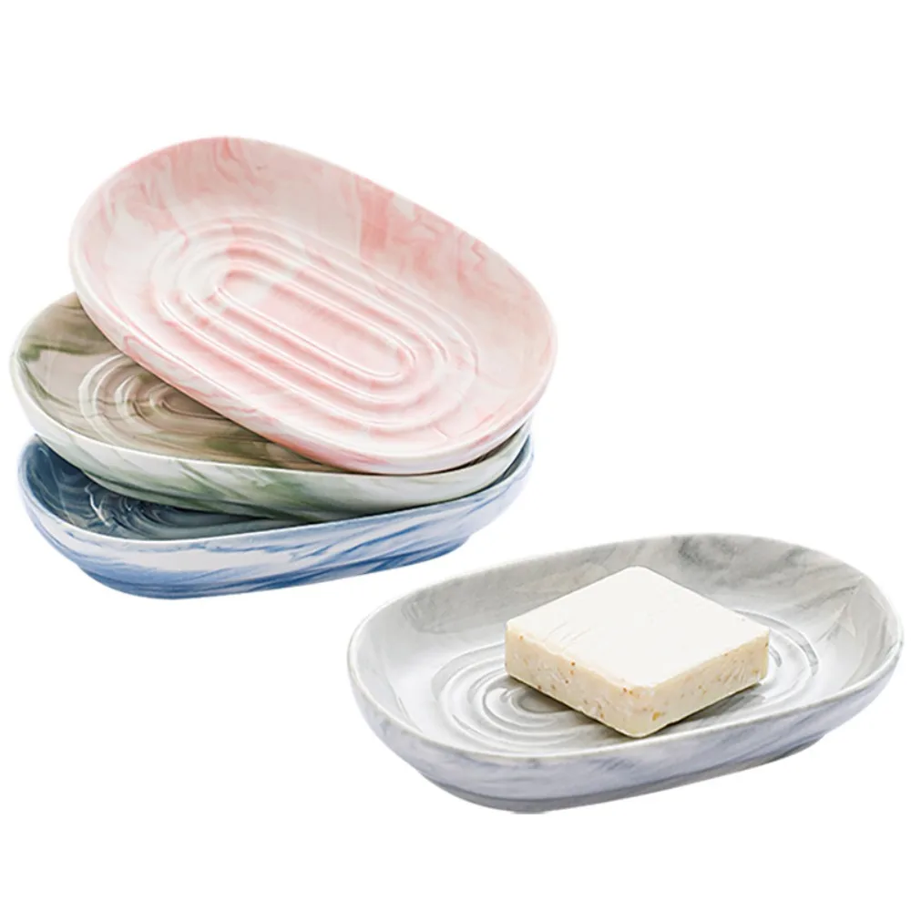 Ceramic Marbling Soap Saver Nordic Style Easy To Rinse Drain Soap Box Moisture-proof Quick Drain Soap Dish Holder Decoration