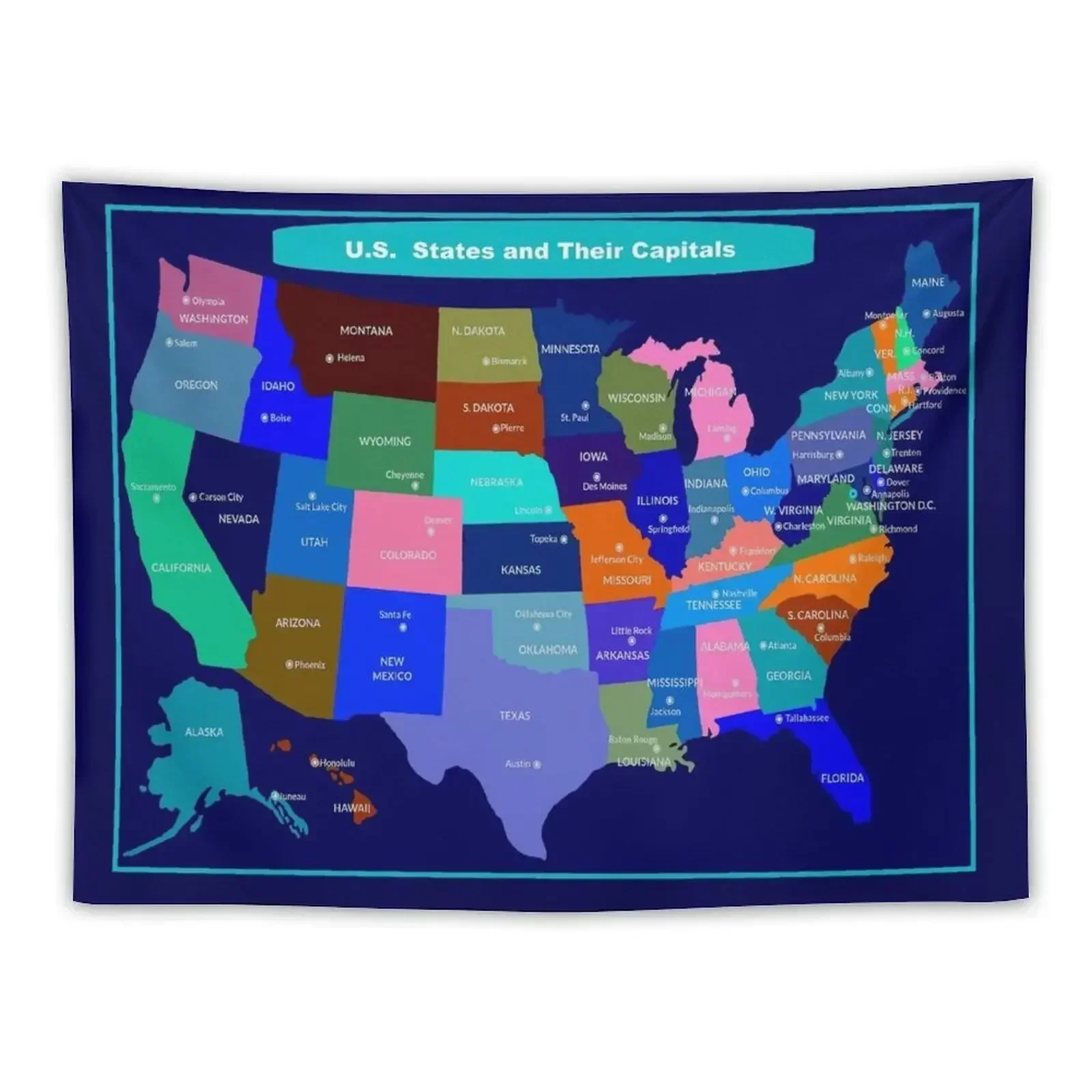 Amerikaanse STATEN en hun CAPITALEN KAART: print Tapijt Wanddecoraties Aangepaste Slaapkamer Decor Esthetische Tapijt