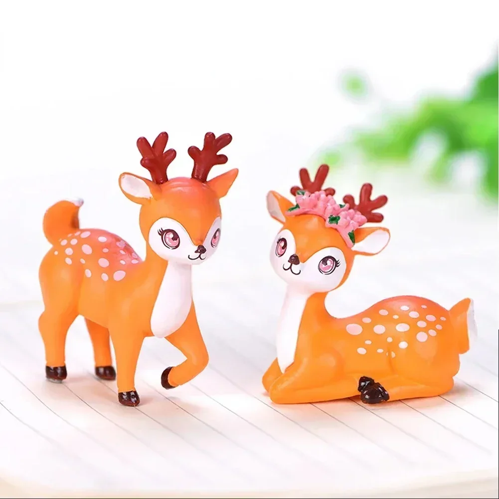 ประดิษฐ์ Mini Sika Deer ยีราฟการ์ตูนตุ๊กตาสัตว์เบเกอรี่เค้ก Topper Moss Terrariums Fairy Garden ตุ๊กตาตกแต่งบ้าน