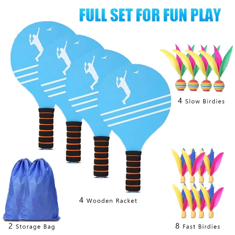 Jazzminton Badminton Set for Children and Adolescents - Indoor and Outdoor Beach Courtyard Family Games Sports Toy Gifts