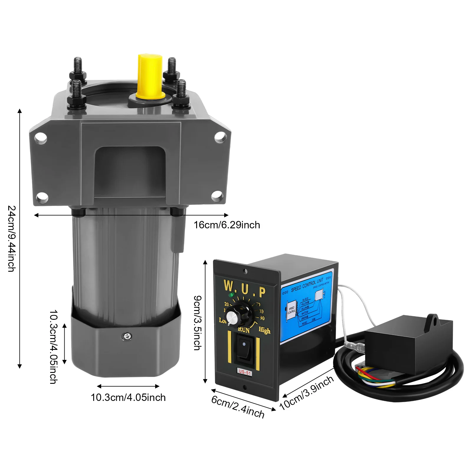 250W 110V AC Gear Motor with Variable Speed Controller and Bracket Single-Phase Gear Reducer Motor Reversible High Torque Motor