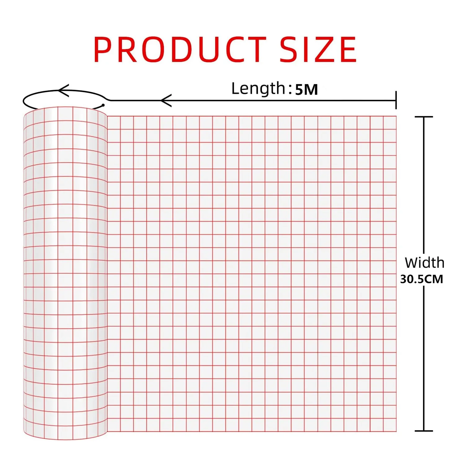 Red Grid Transfer Tape 12″x16.4FT Medium Permanent Adhesive Tape for HTV Decals Signage Car Wrapping Craft Projects