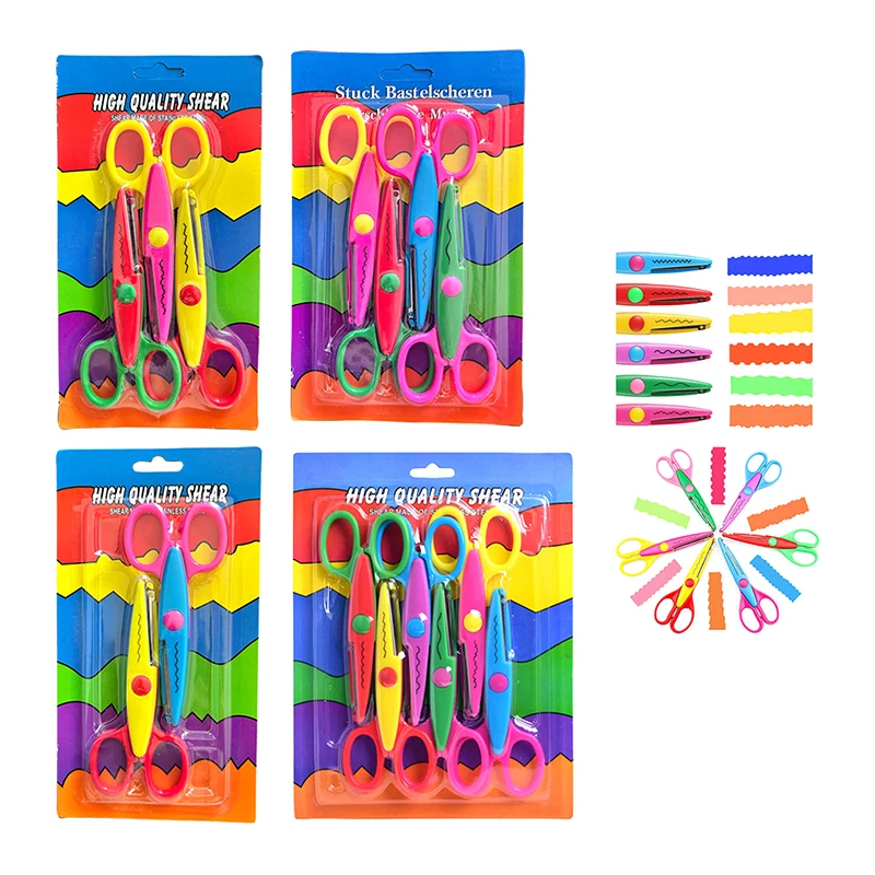 6pcs/Set Wavy Pattern Scissors - DIY Handmade Paper Cutter, Kawaii Tools for Card/Photo Craft, Kids Gift & Office Supplies