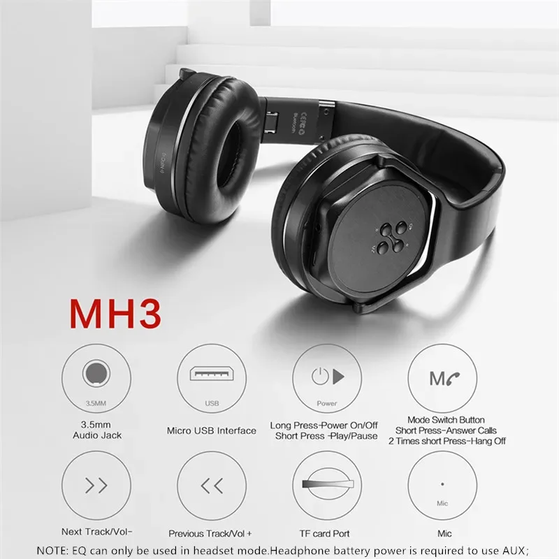 سماعات رأس لاسلكية SODO MH3 2 في 1 قابلة للطي هاي فاي ستيريو 3EQ متوافقة مع بلوتوث 5.0 مع ميكروفون تدعم TF/FM