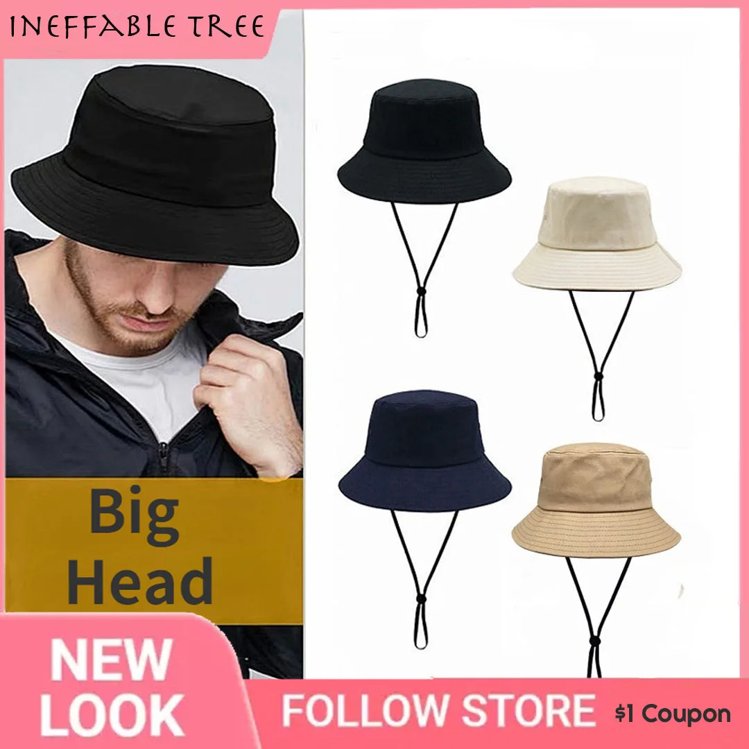 

Oversize Panama Hat Caps For Women Big Head Man Outdoor Fishing Sun Hat Lady Beach Plus Size Bucket Gorros 54-57cm 60-63cm