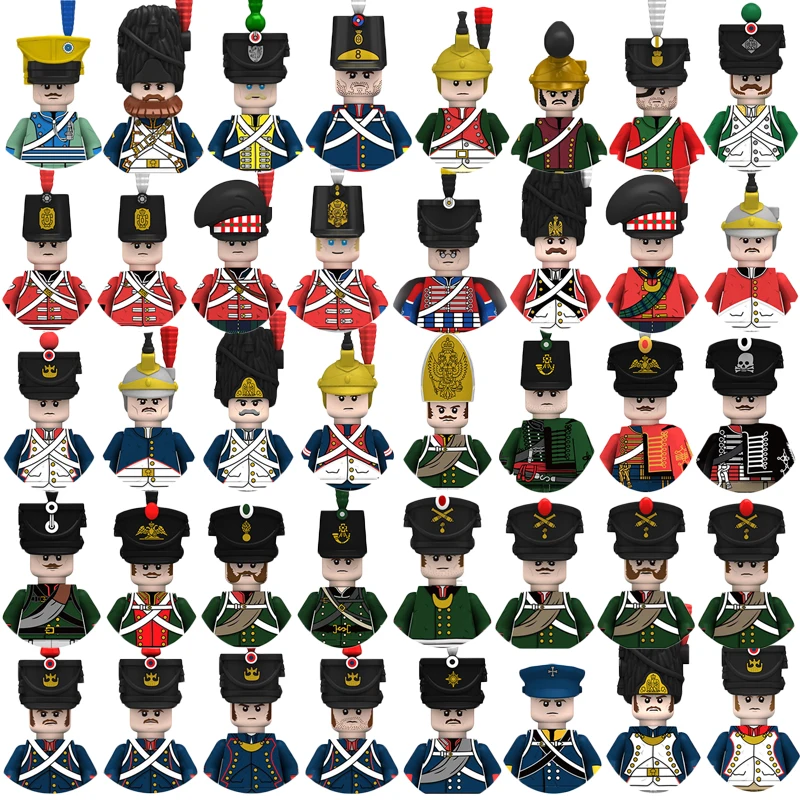 

Napoleonic Wars Building Blocks British French Knights Commander Russia Prussian Netherlands Switzerland Spain Soldiers Bricks