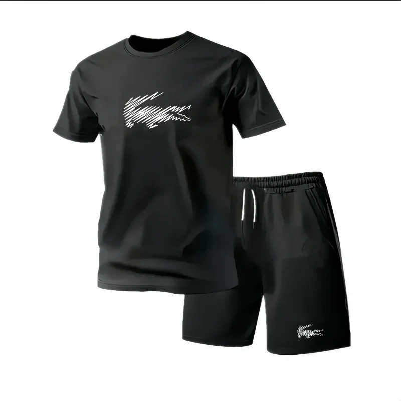 Men's Two-piece Sportswear Short Sleeved T-shirt and Pants Set Running and Fitness Sportswear 2026 Summer Big Discount