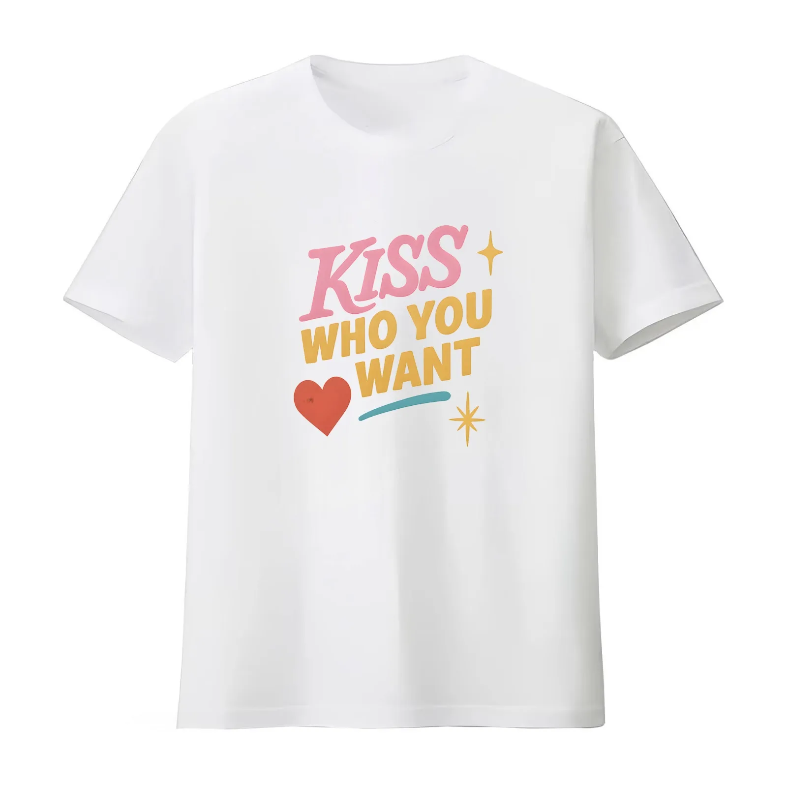 Kiss Who You Want – Pride Typography T-Shirt Summer Casual Cotton Tee Oversized Streetwear Tops Vintage Graphic Print