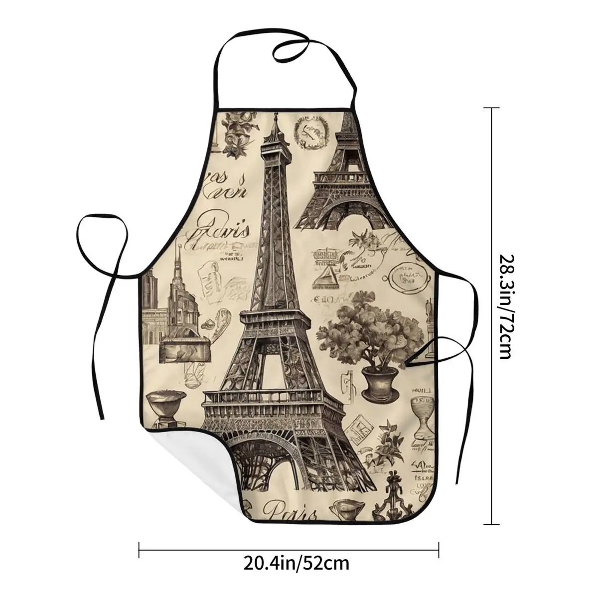 الفرنسية باريس فرنسا برج ايفل مآزر الشيف الطبخ المطبخ Tablier أكمام مريلة تنظيف المطبخ بينافور #3