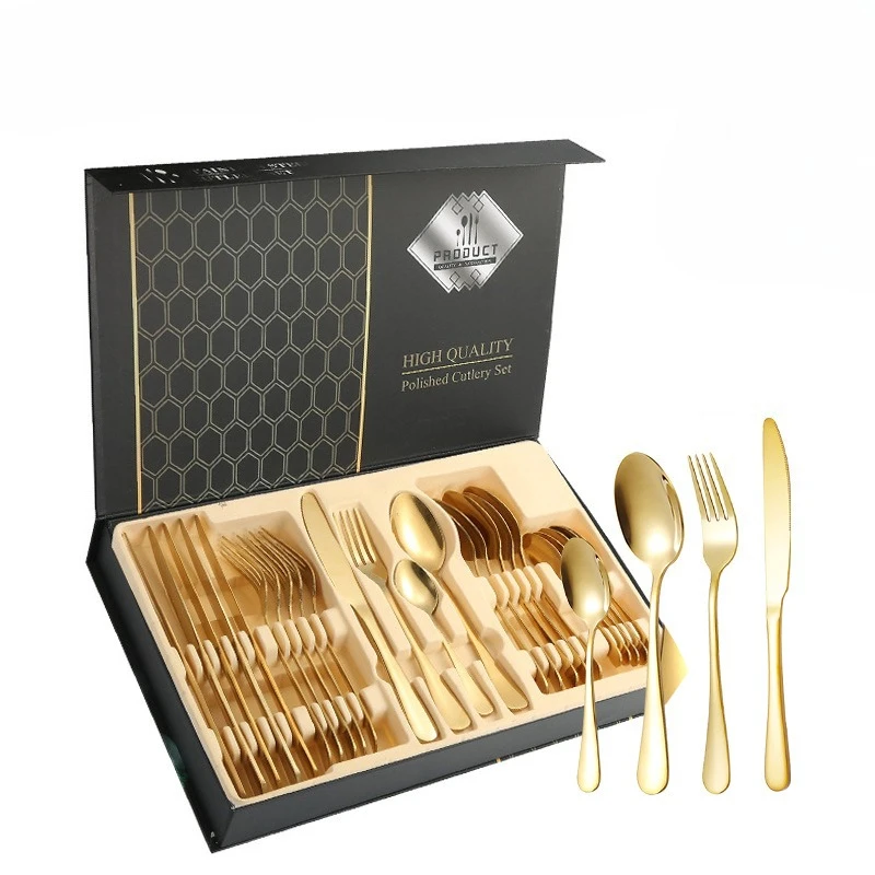 24pcs Silverware Set Include Dinner Knife,Dinner Forks,Dinner Spoons,Teaspoons,Silverware Set  for 6，Color Option