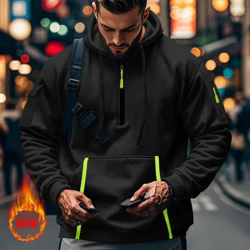 Dragon Ball Goku Kanji Kapuzenpullover mit halbem Reißverschluss, schwerer Stoff, Anime-Grafik, mehrere Taschen, Herren-Streetwear, Pullover-Sweatshirt – Detail 16