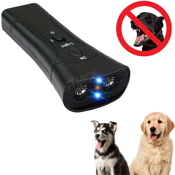 HTMCK Ultrasonic Dog Bark Deterrent Trainer with LED Light for Pet Training Stop Bark Control Device