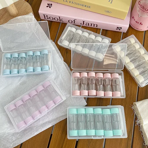 Contenedor de lentes 6 RGP para mujer, estuche para lentes de contacto INS, caja de almacenamiento de lentes de contacto de Color para hombre, juego de viaje portátil