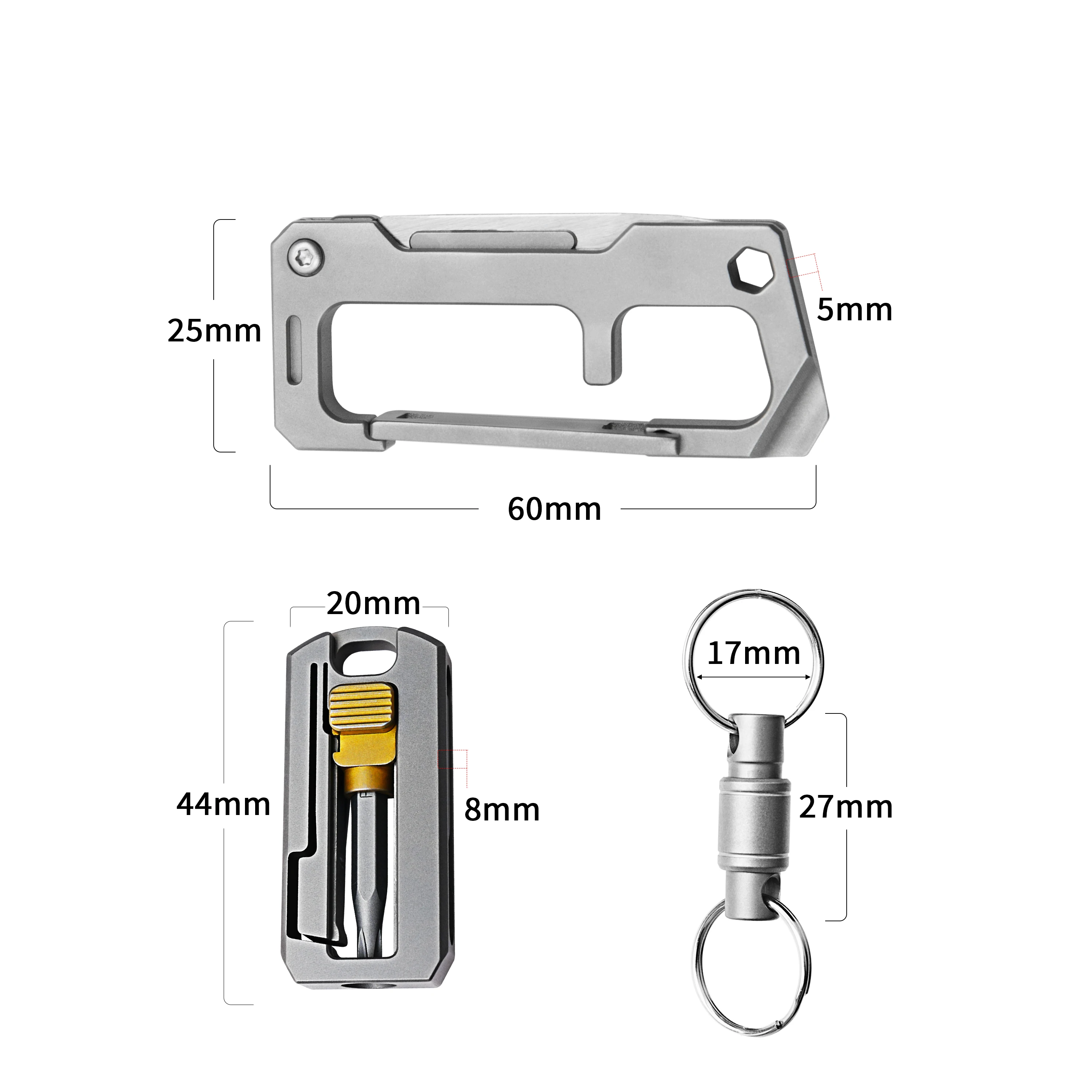 Multi-function Titanium Alloy Key Chain Bolt Driver Combination Precision Work Repair Notebook Computer Unboxing Out Paper Outdo