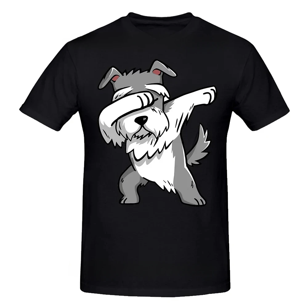 Summer Style Graphic Cotton Streetwear Short Sleeve Birthday Gifts T-shirt Funny Dabbing Miniature Schnauzer Dog Dad T Shirts