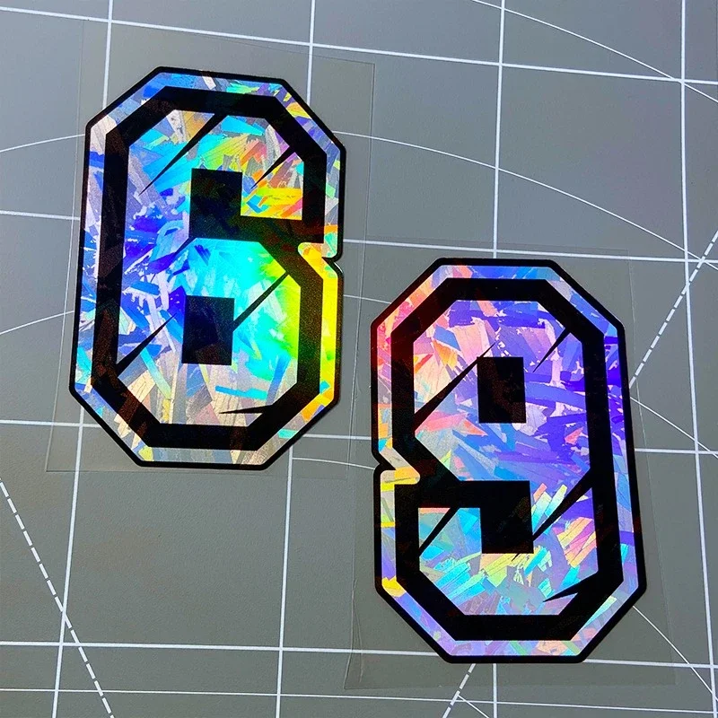 Racing Number Motorcycle Sticker Motorbike Fuel Tank Car Electric Scooter Vinyl Decal  Forged Holographic