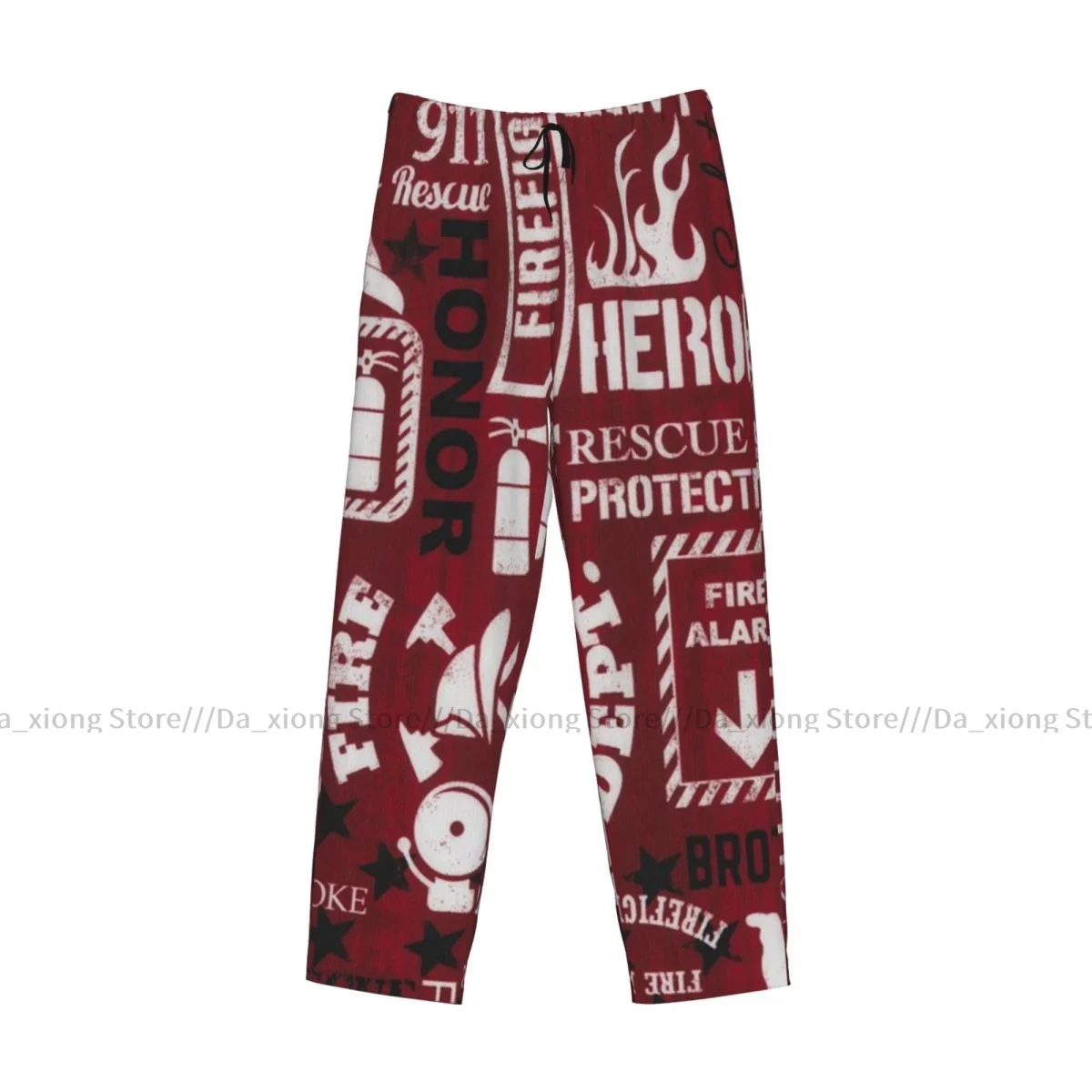 Pijama masculino casual com cintura elástica, calça comprida, bombeiros, motores de caminhão de bombeiros, calça aconchegante para lounge, roupa de dormir solta