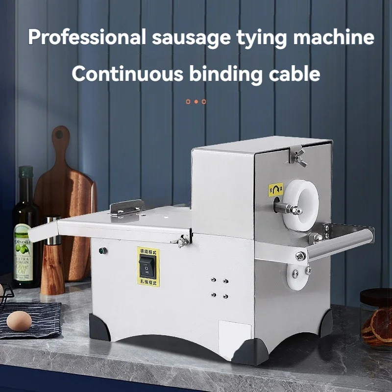 Food Grade Stainless Steel Manual/Electric Advanced Sausage Tying Machine Tabletop Sausage Knotting Strapping Machine 220V