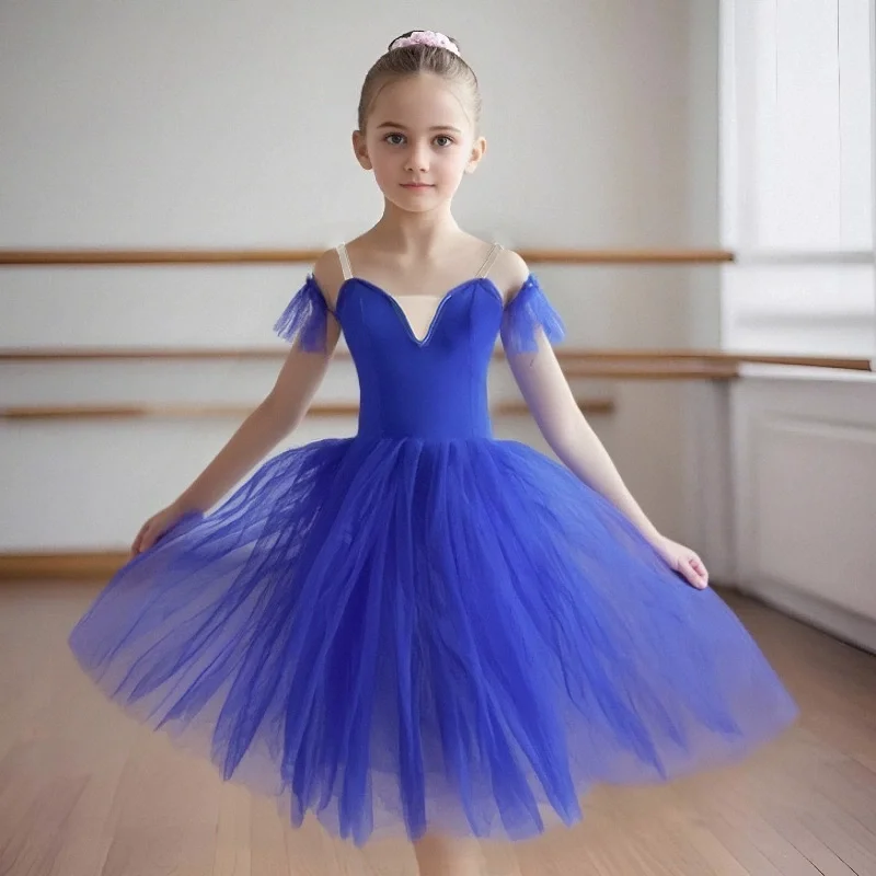 Abito tutù da balletto romantico Fata gialla Dall adulto Concorso professionale per ragazza Gonna lunga da balletto