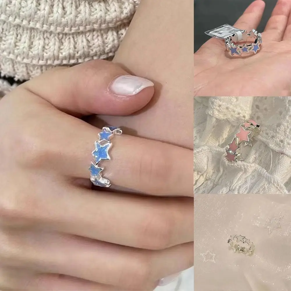 Geometric Irregular Star Ring Korean Style Jewelry Accessories Y2K Open Ring Alloy Minority Design Finger Buckle Men